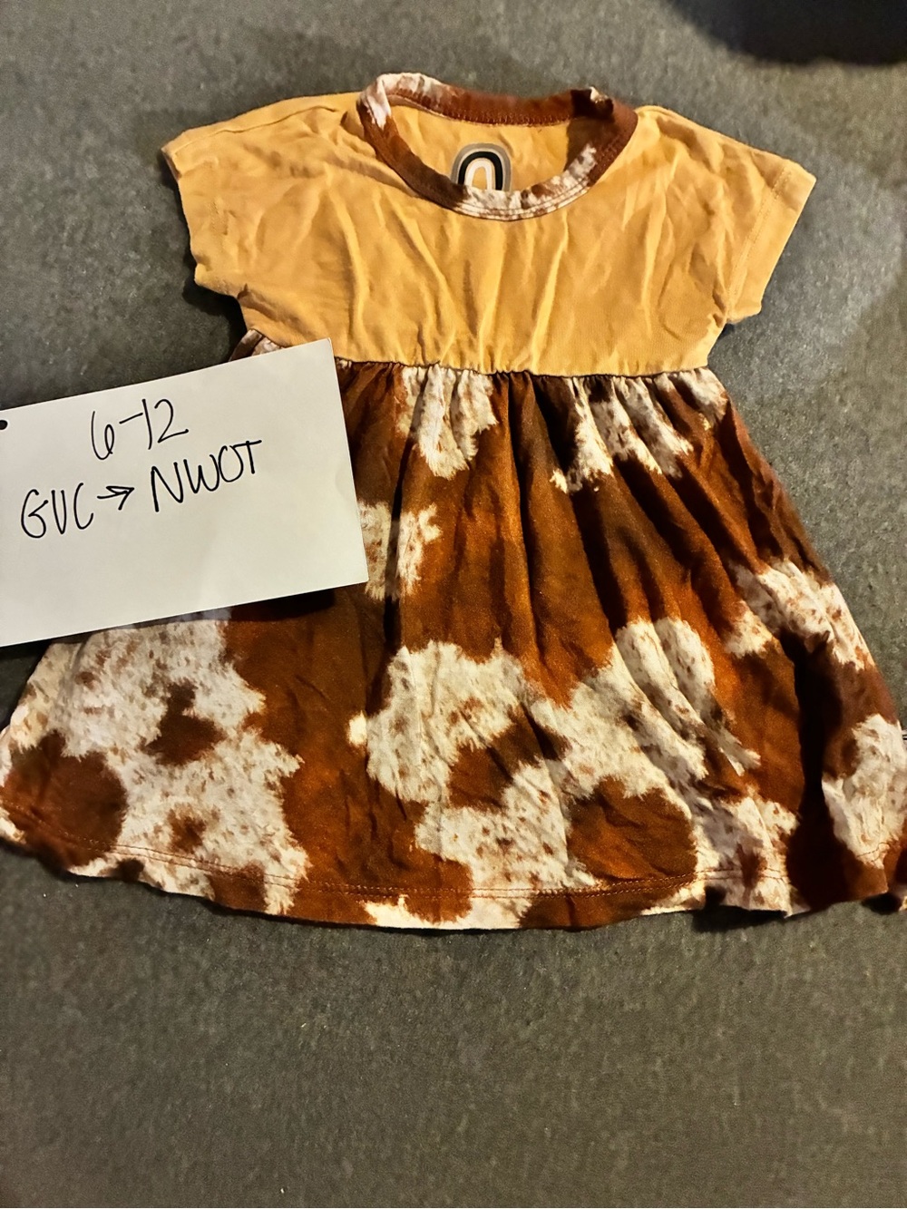 Atlas James 6-12 Bamboo Cow Print Baby Dress NWOT